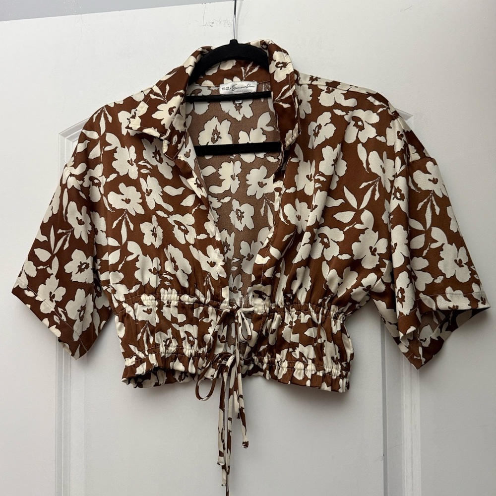 Vici x Summer of Diane Brown Floral Tie Top